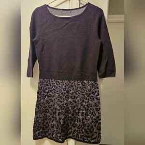 Lauren Ralph Lauren Black and Gray Leopard Print Knit Women's Dress